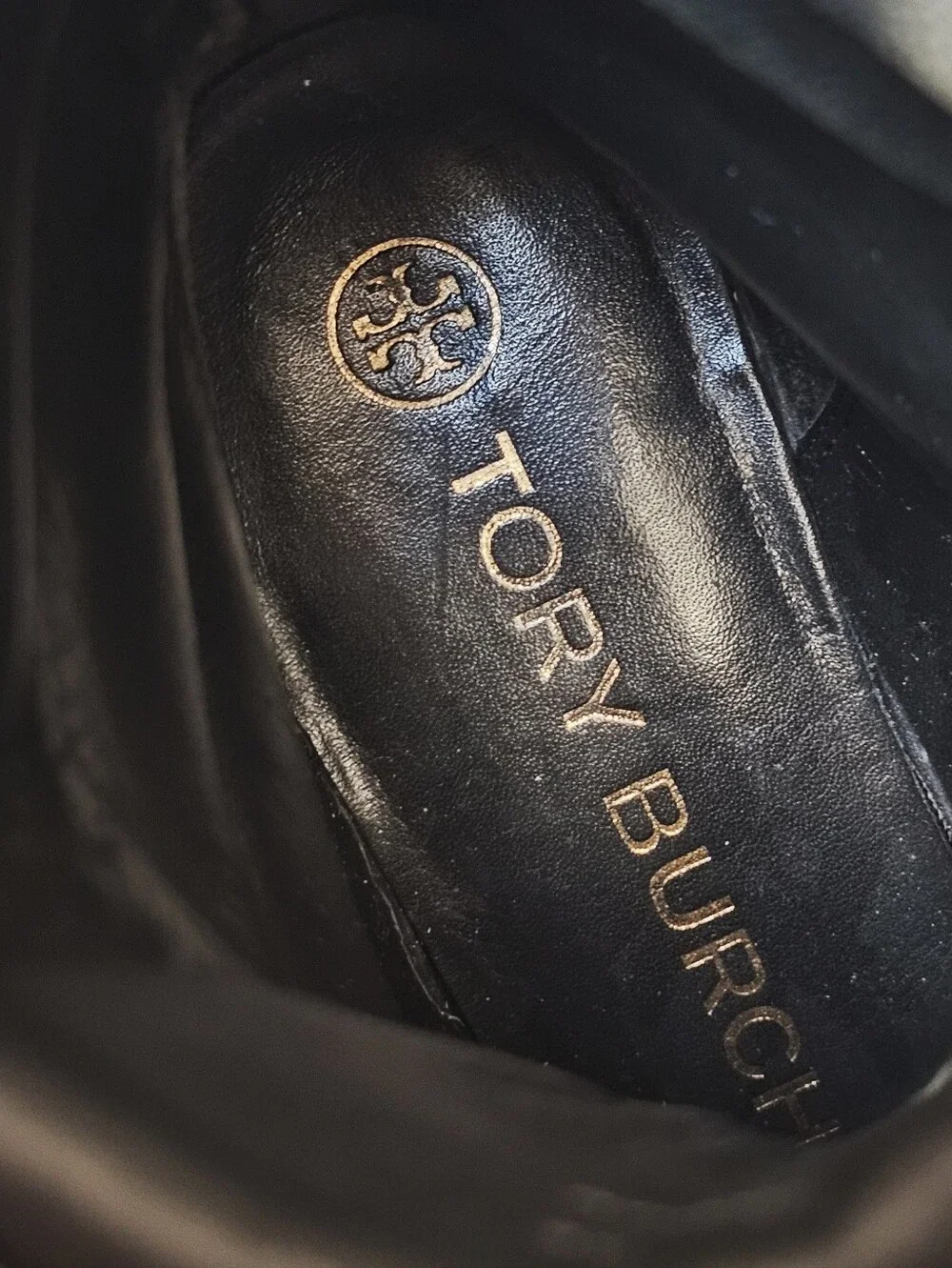 Tory Burch Leather Lug Sole Combat Hiking Boots Black Lace Up Women's Size 7